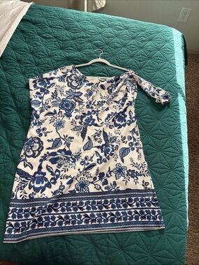 One-Shoulder Blue Floral Summer Dress by
